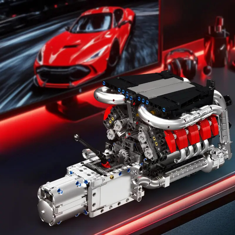 Model Kit V8 Engine - 몰드 킹 10203 1169피스 슈퍼카 V8