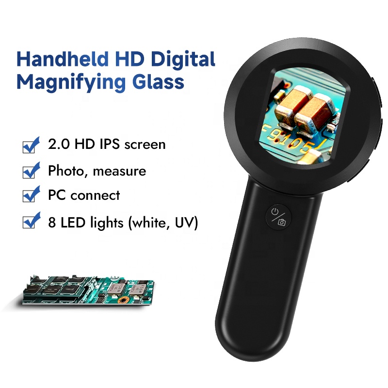 Magnifier With Light - 100배율 HM020 8 LED 조명 2인치