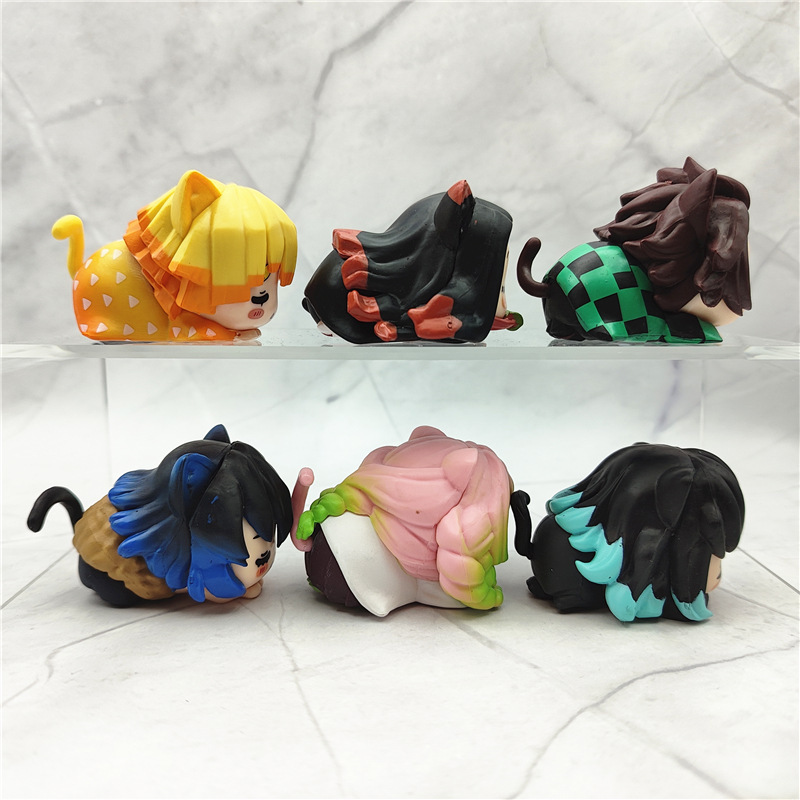 6개/세트 애니메이션 귀멸의 칼날 피규어 네즈코 탄지로 - Model Kit Zenitsu 리뷰 및 가격