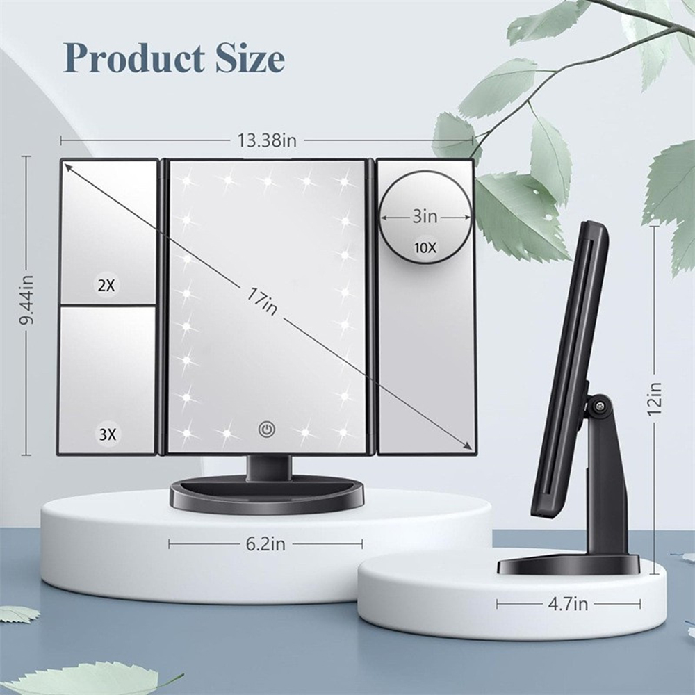욕실 접이식 화장 거울, 2X 3X 확대경과 10X 소 - Magnifier With Light 리뷰 및 가격