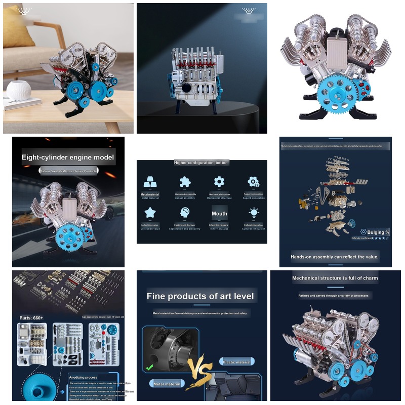 DIY 3D 기계식 V8 엔진 금속 조립 키트 조립 모 - Model Kit V8 Engine 리뷰 및 가격